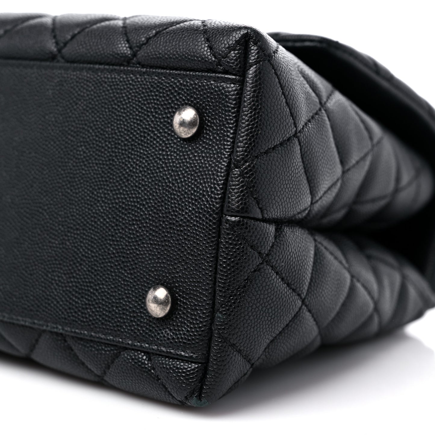 Caviar Quilted Small Coco Handle Flap Black