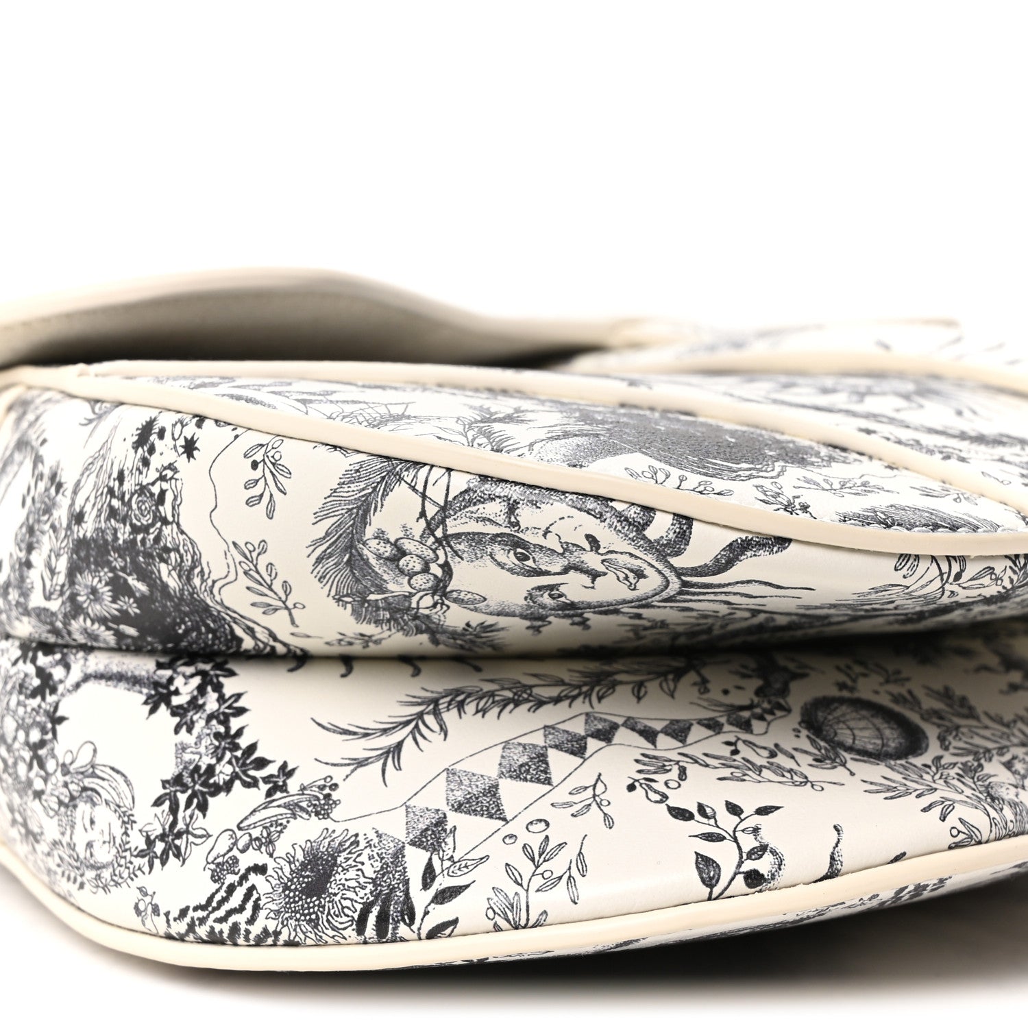 Christian Dior Calfskin Le Soleil Print Saddle Bag With Strap White Black 9 of 10