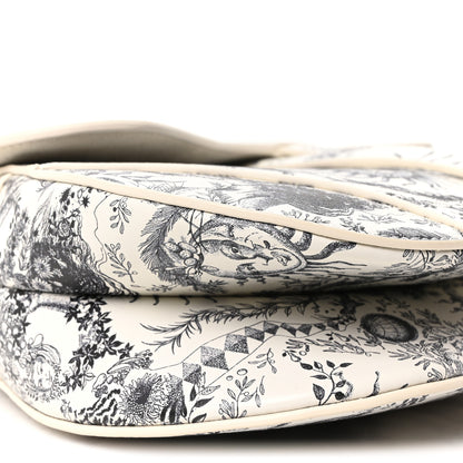 Christian Dior Calfskin Le Soleil Print Saddle Bag With Strap White Black 9 of 10
