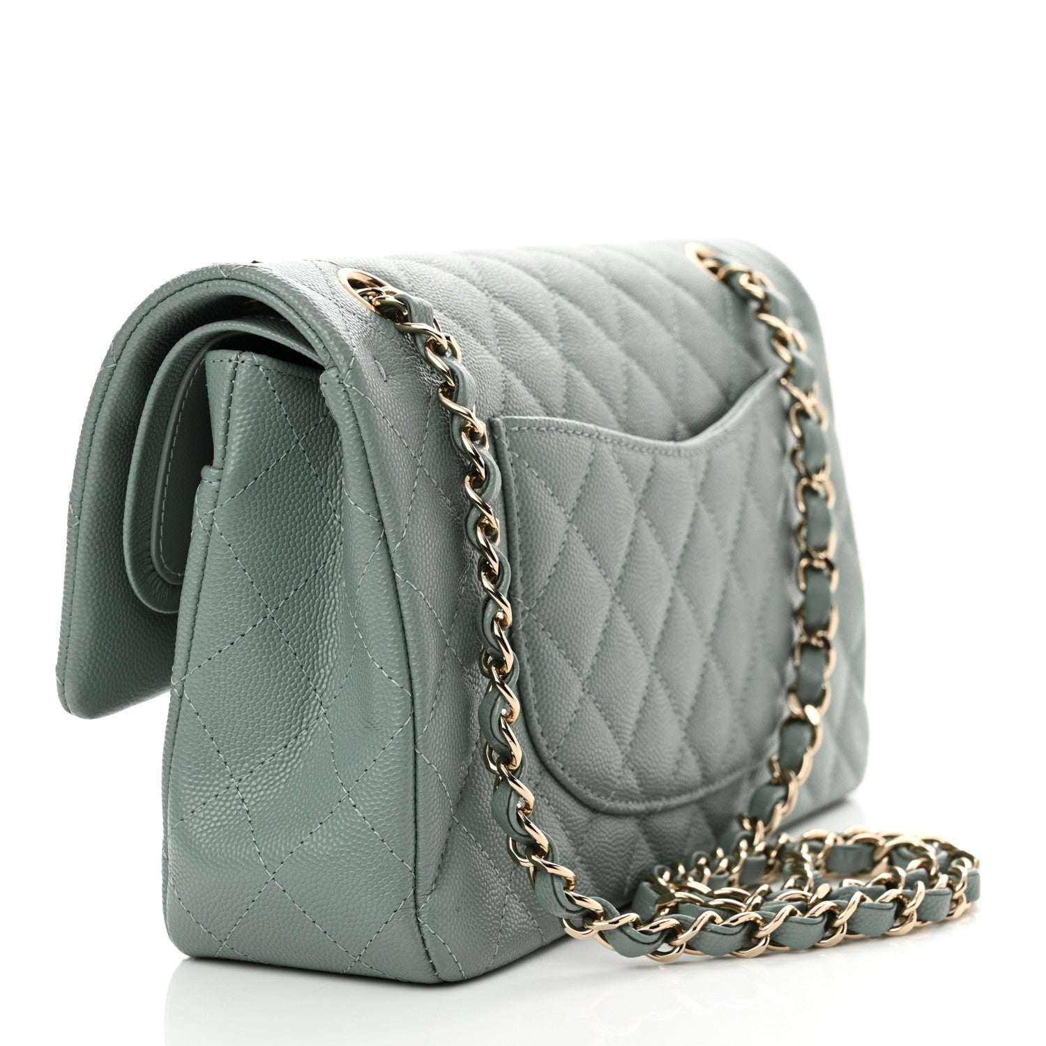Chanel Caviar Quilted Medium Double Flap Dark Green 3 of 11