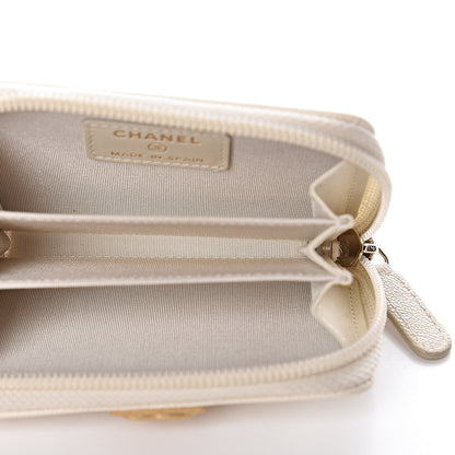 Chanel Caviar Quilted Boy Zip Around Coin Purse Wallet Ivory 5 of 8