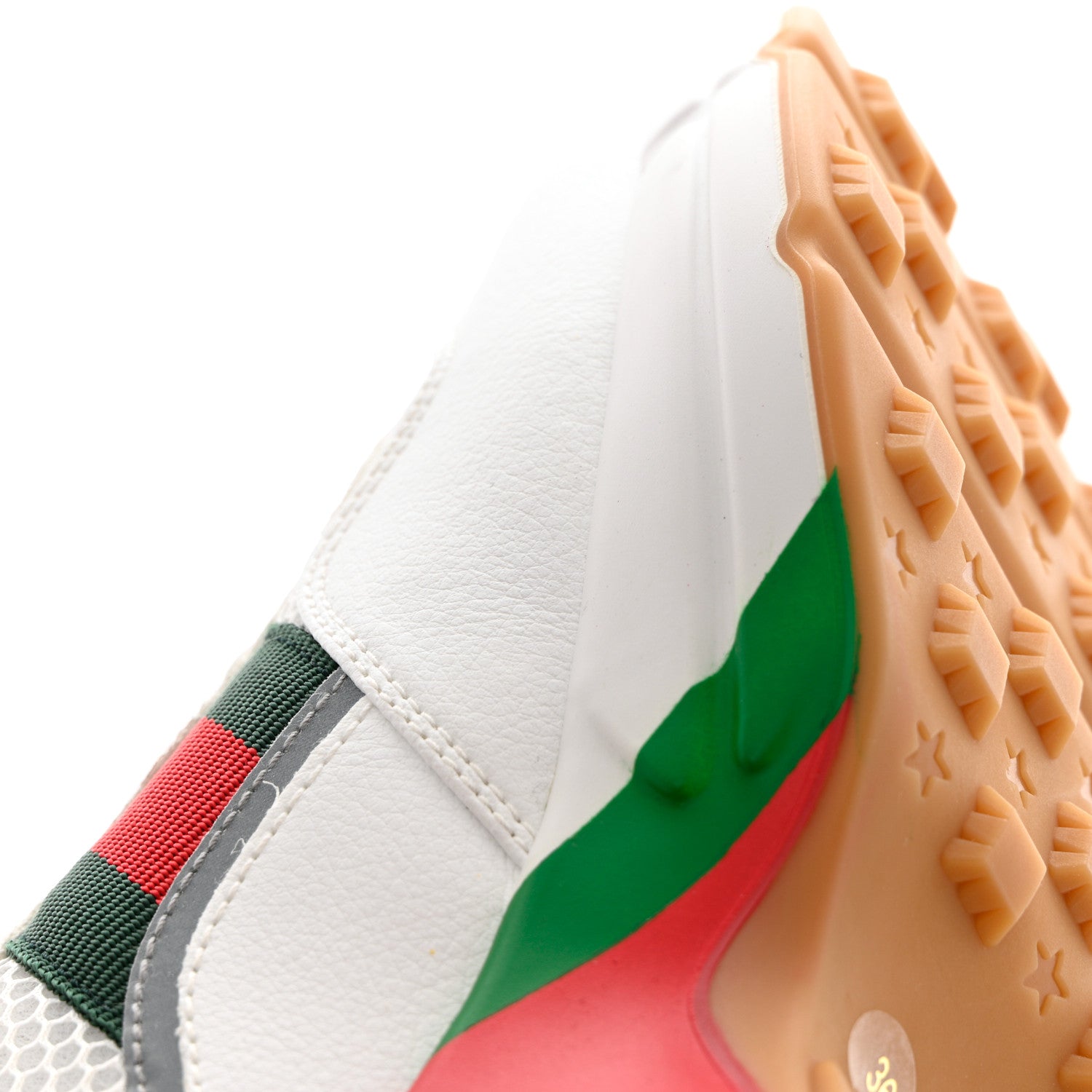 Gucci Lavaredo Eco Fabric Mesh Web Womens Rhyton Reflective Sneakers 36 Great White Green Red Silver 9 of 12