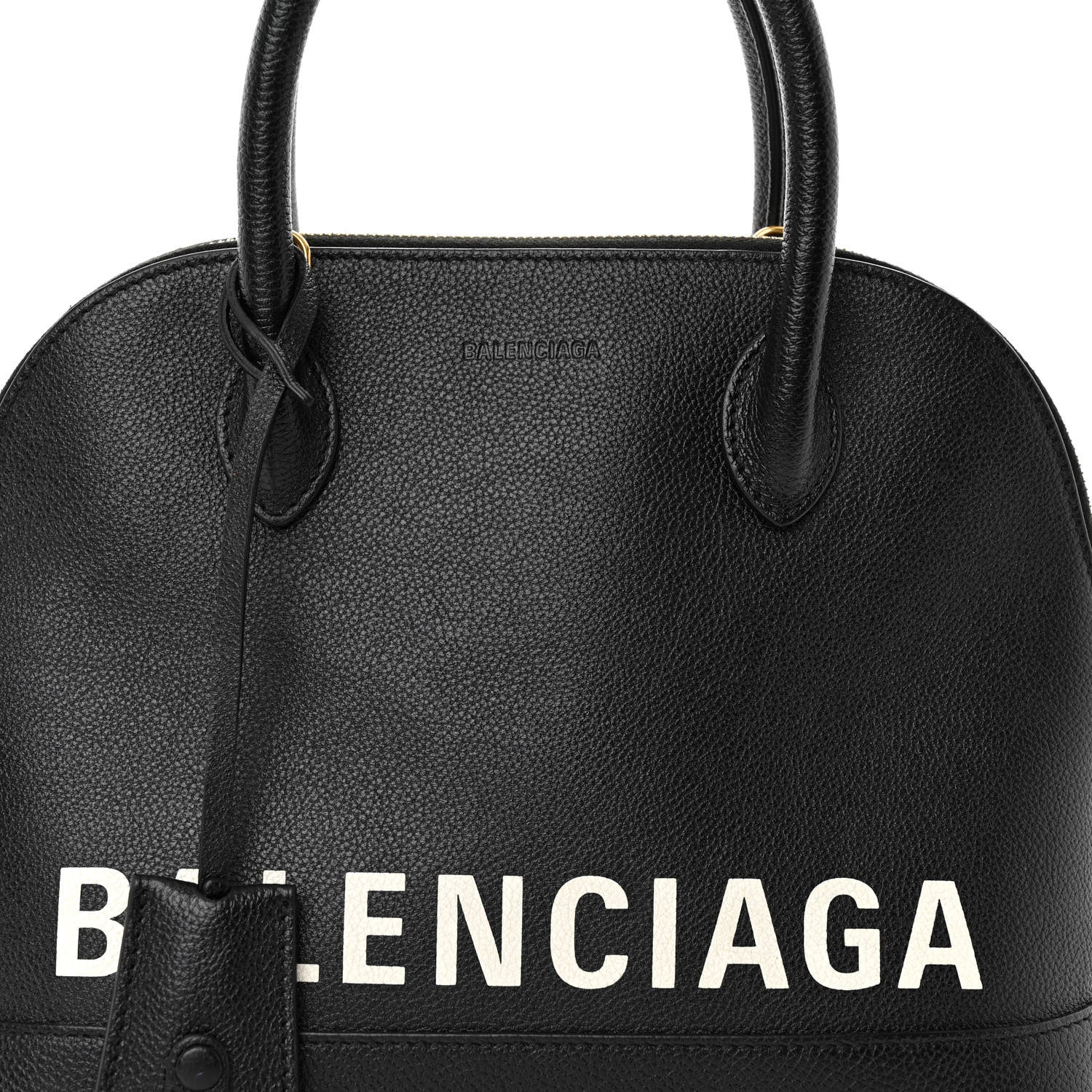 Balenciaga Grained Calfskin Logo S Ville Top Handle Bag Black White 7 of 9