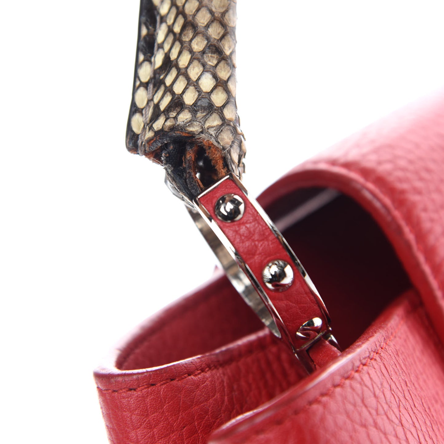 Taurillon Snakeskin Capucines MM Rubis