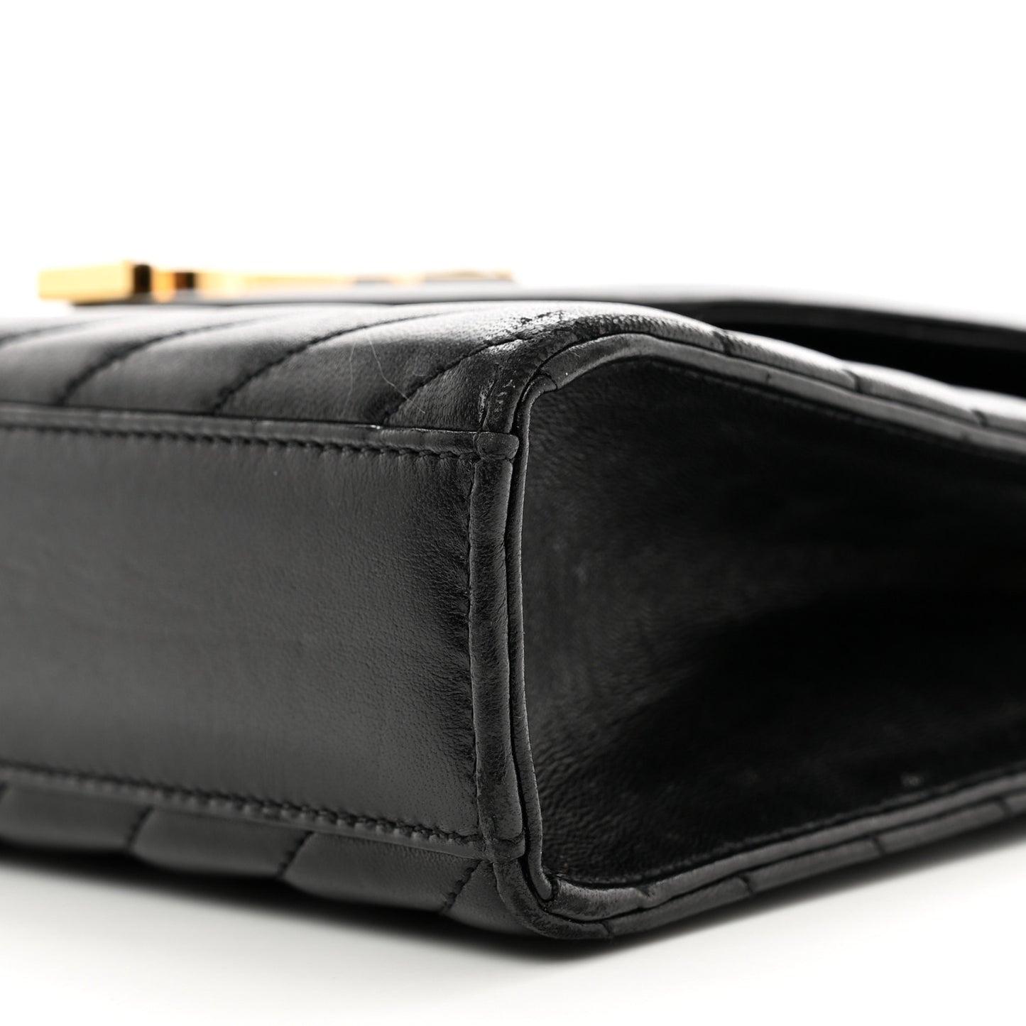 Lambskin Matelasse Chevron Medium Monogram Satchel Black