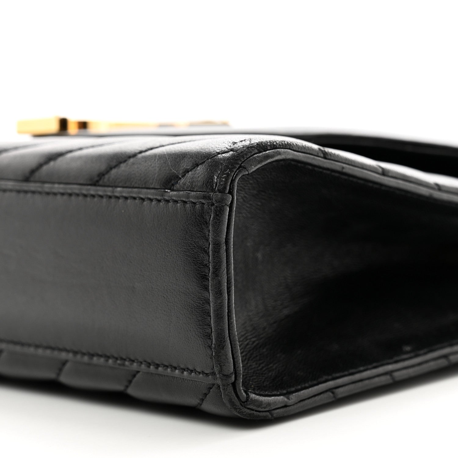 Saint Laurent Lambskin Matelasse Chevron Medium Monogram Satchel Black 10 of 13
