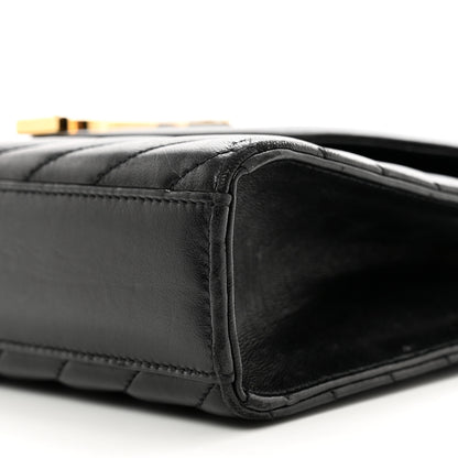 Saint Laurent Lambskin Matelasse Chevron Medium Monogram Satchel Black 10 of 13