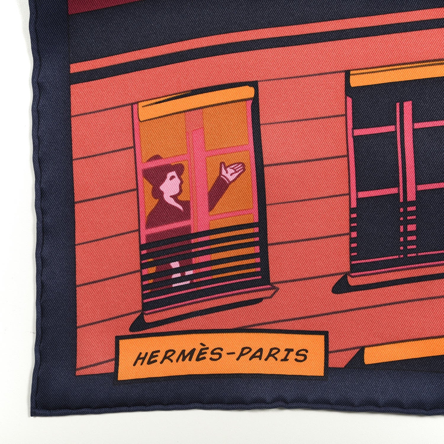 Hermes Silk Minuit Au Faubourg Scarf 70 Caban Prune Rose Vif 2 of 3
