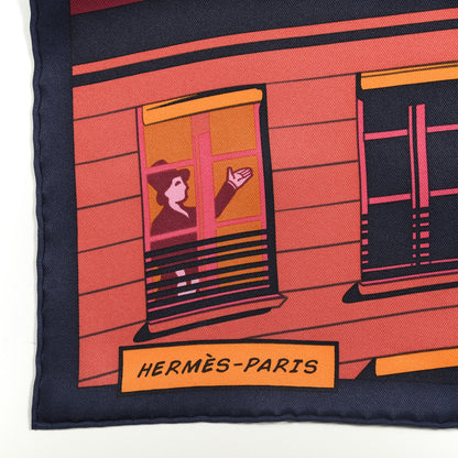 Hermes Silk Minuit Au Faubourg Scarf 70 Caban Prune Rose Vif 2 of 3