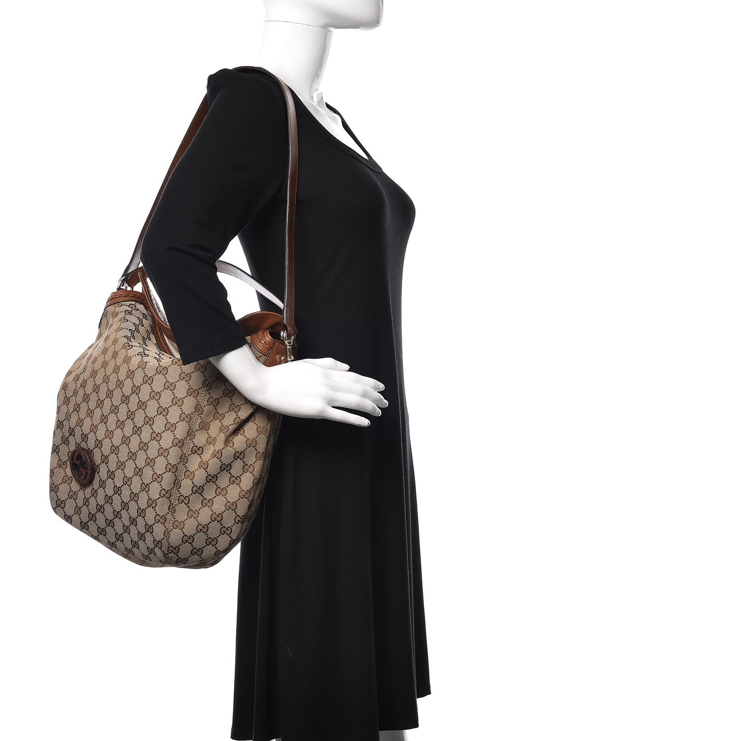 Gucci Monogram Medium Brick Lane Hobo Brown 2 of 12