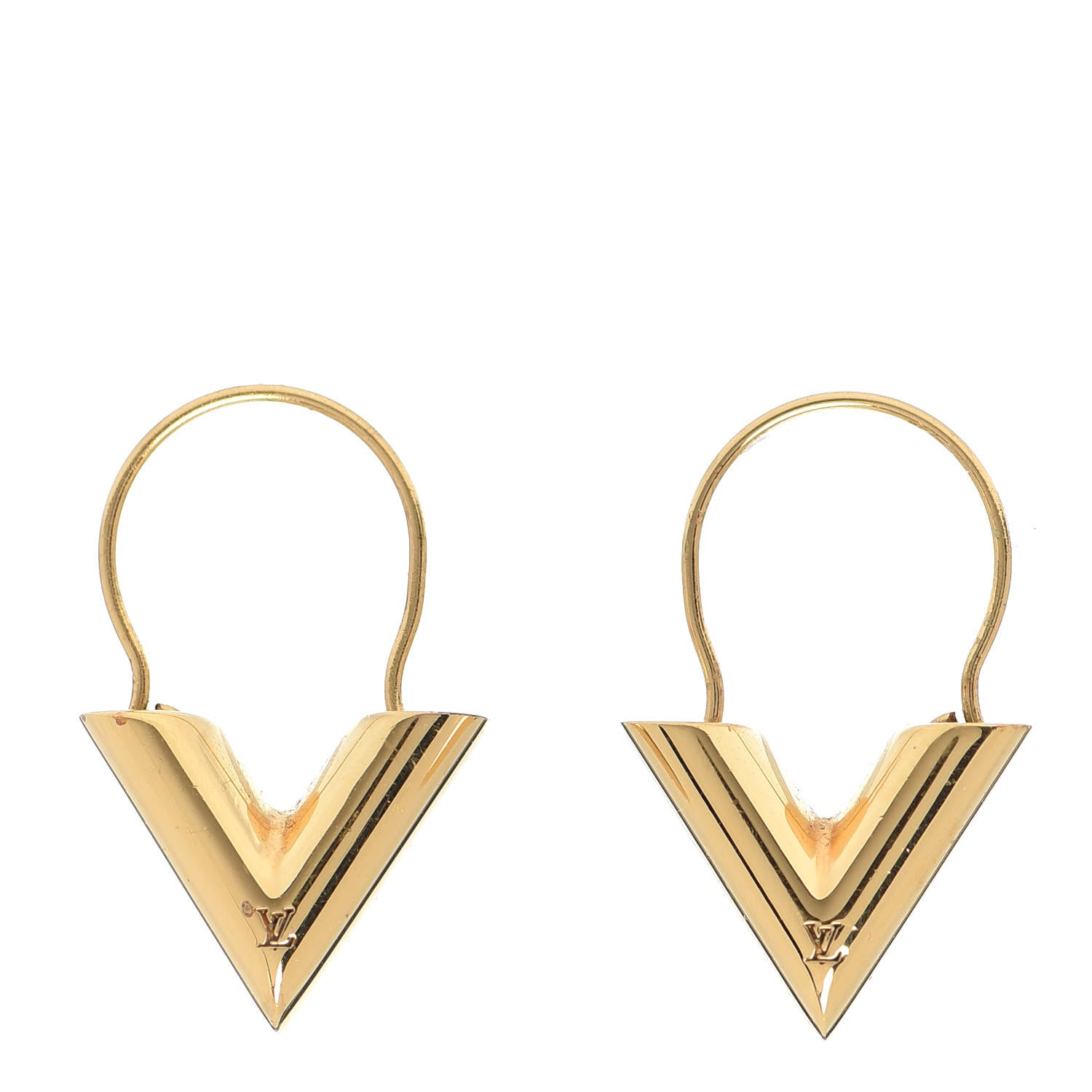 Louis Vuitton Brass Essential V Hoop Earrings Gold 1 of 4