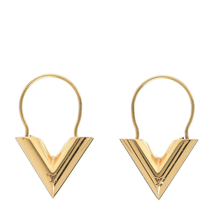 Louis Vuitton Brass Essential V Hoop Earrings Gold 1 of 4