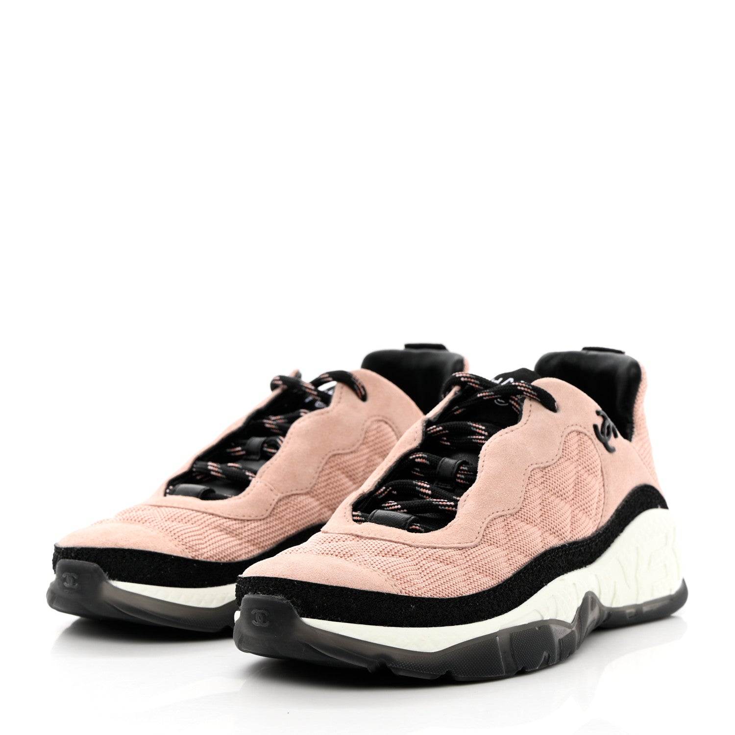 Chanel Mesh Suede Calfskin Quilted Sneakers 37 Pink Beige 3 of 11
