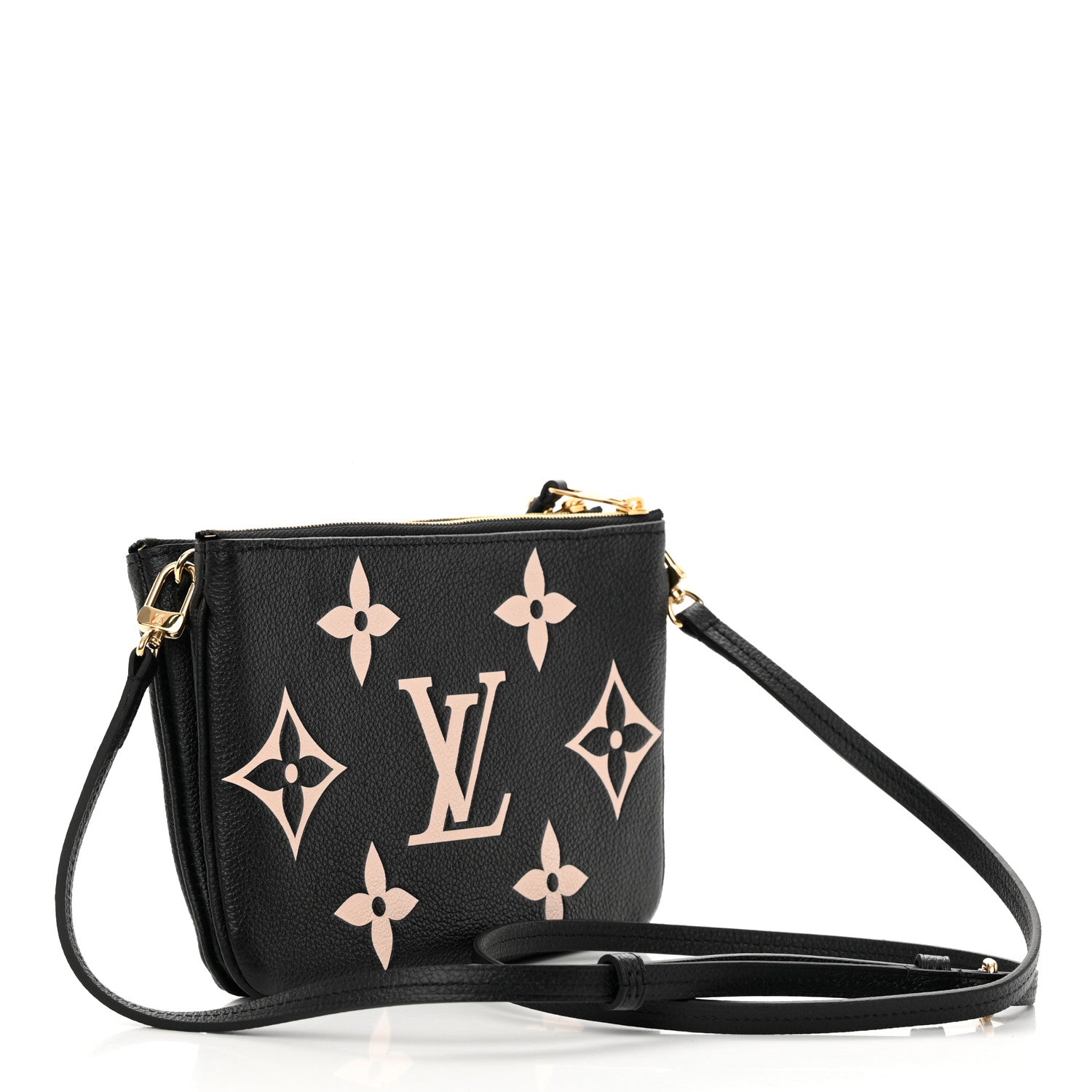 Louis Vuitton Empreinte Monogram Giant Double Zip Pochette Black Cream 3 of 11