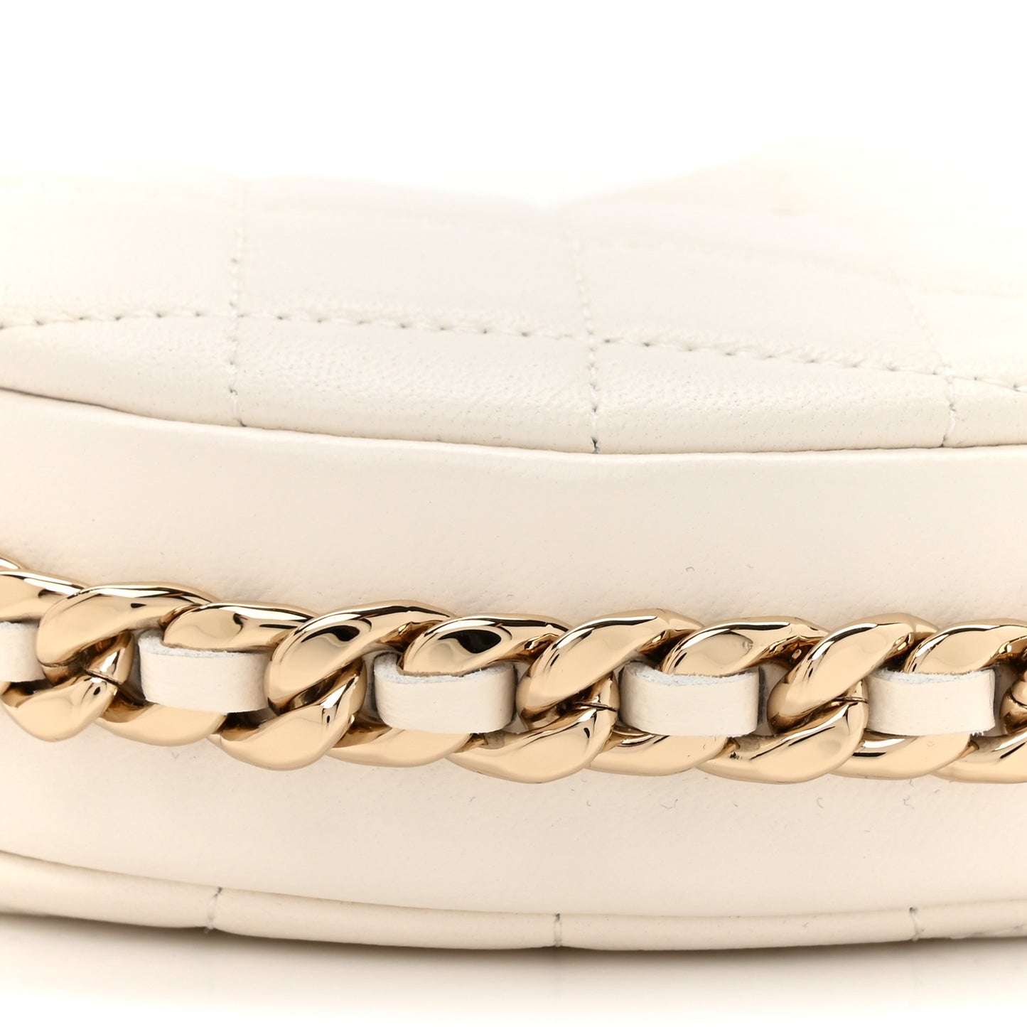 Lambskin Quilted Chain Around Pouch White