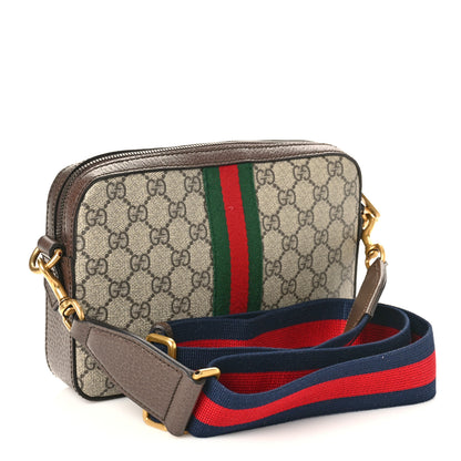 Gucci GG Supreme Monogram Textured Dollar Calfskin Web Ophidia Wristlet Shoulder Bag Beige Ebony New Acero 3 of 9