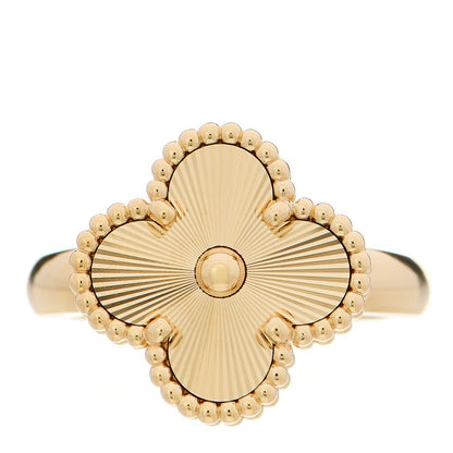 Van Cleef & Arpels 18K Yellow Gold Guilloche Vintage Alhambra Ring 52 6 1 of 4