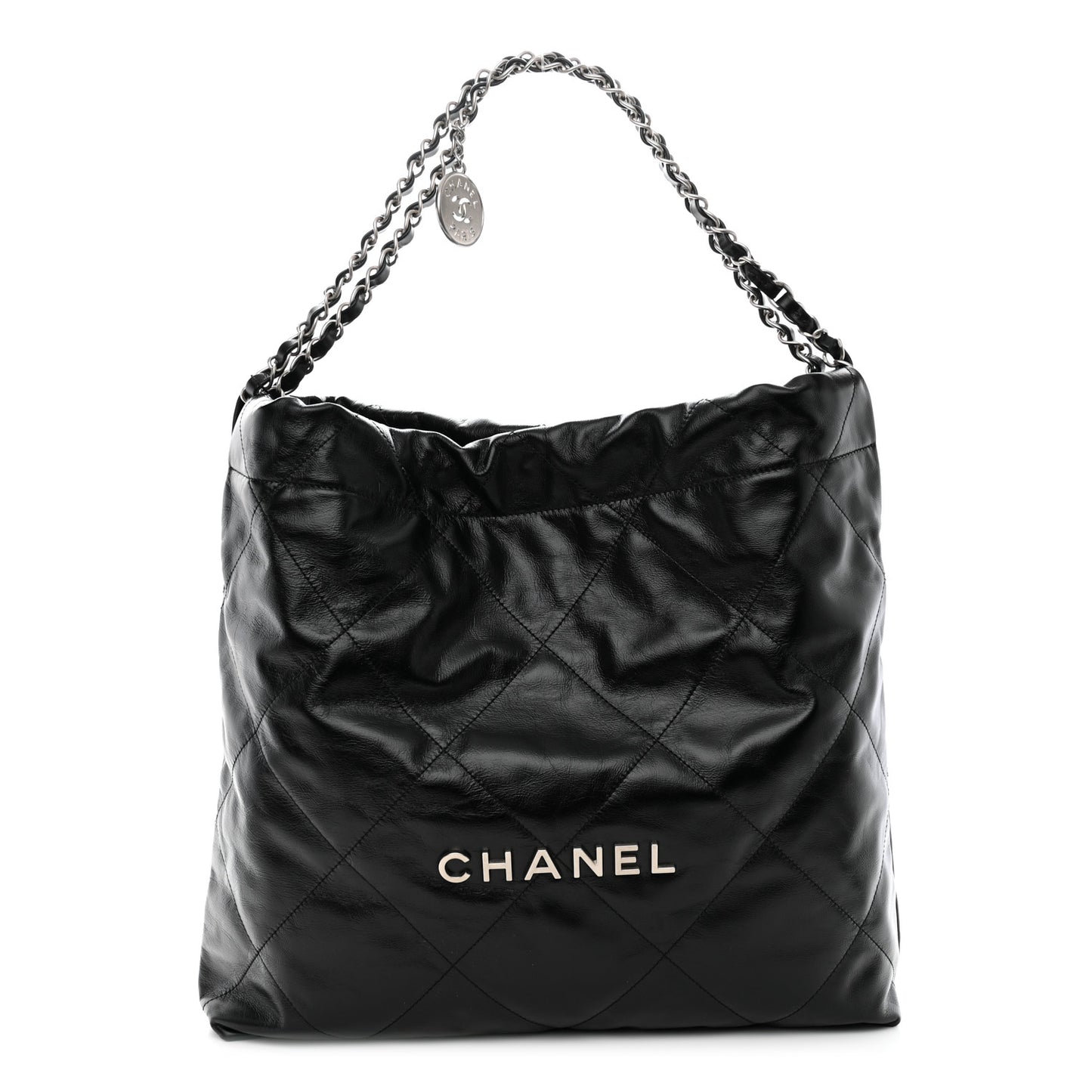 Shiny Calfskin Quilted Chanel 22 Black