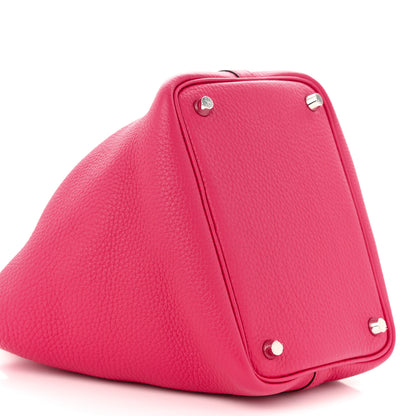 Hermes Taurillon Clemence Swift Eclat Picotin Lock 18 PM Framboise Rouge Sellier 9 of 11