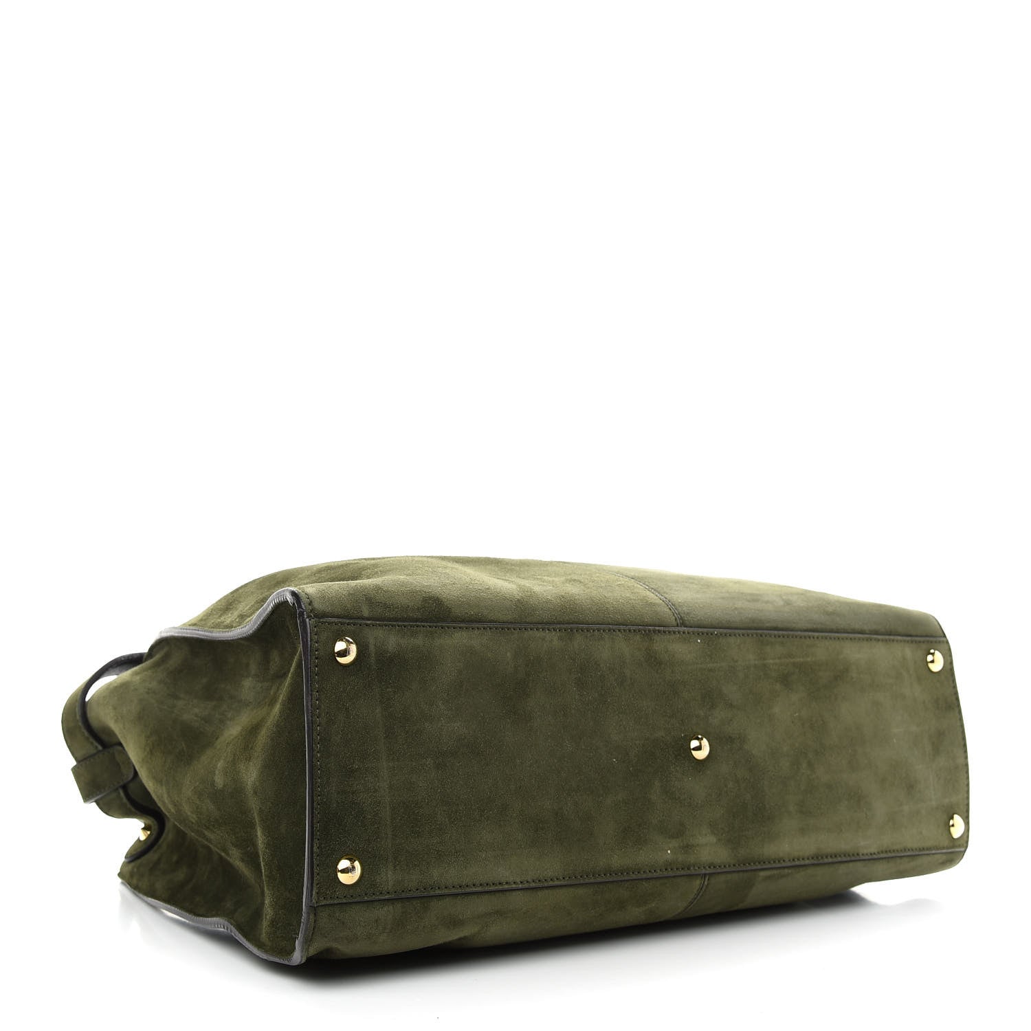 Fendi Camoscio Glazed Fabric FF 1974 Large Peekaboo X-Lite Amazzonia Mogano Panna 4 of 8