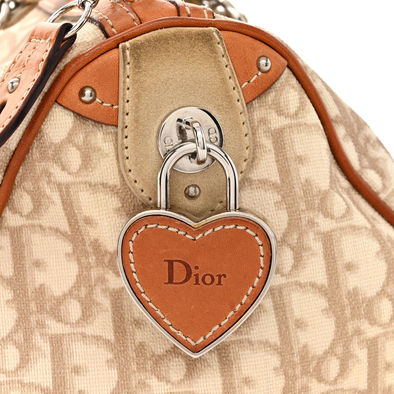 Christian Dior Monogram Trotter Romantique Boston Bag Beige 13 of 14