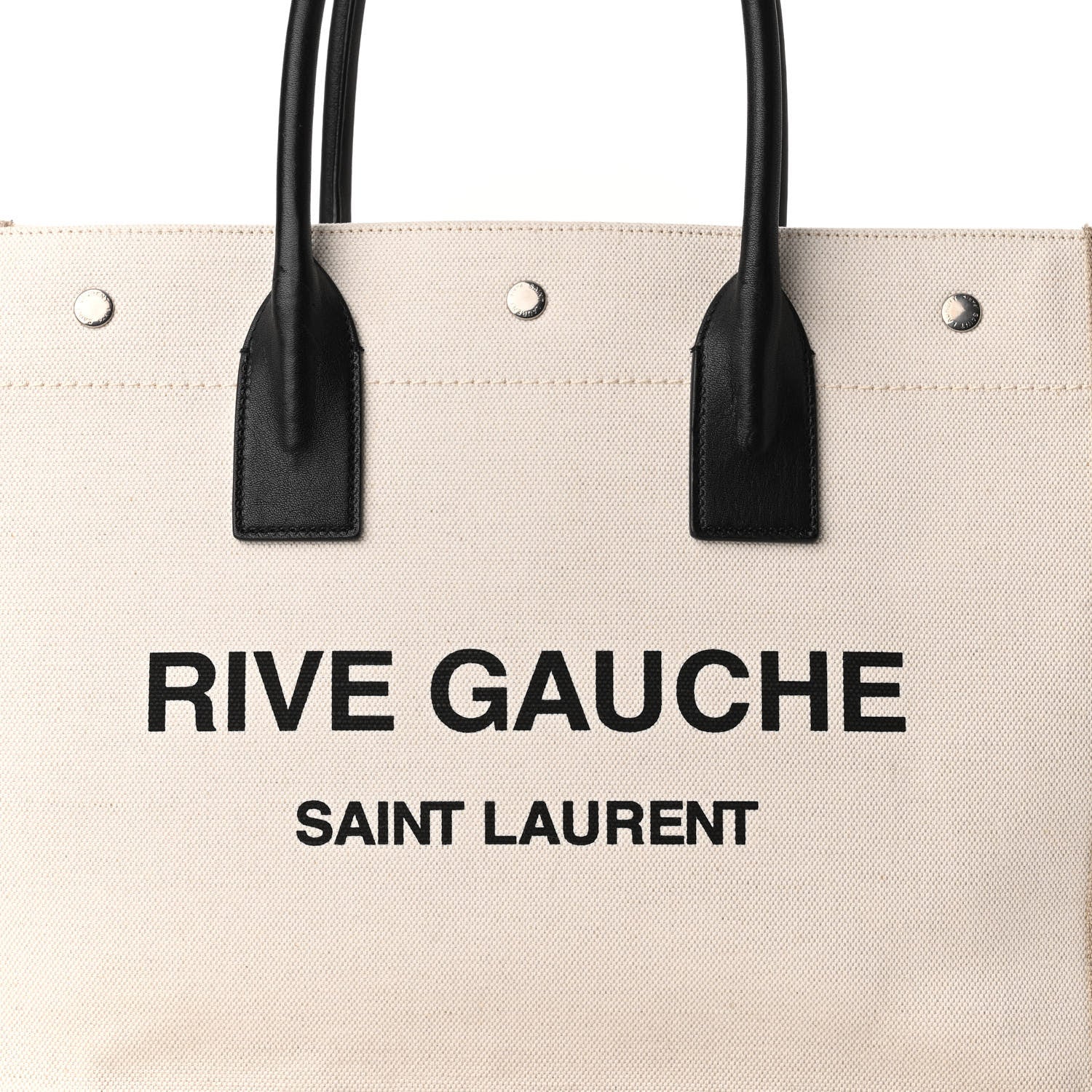 Saint Laurent Linen Calfskin Small Rive Gauche Tote Optic White 7 of 10