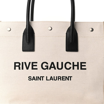 Saint Laurent Linen Calfskin Small Rive Gauche Tote Optic White 7 of 10
