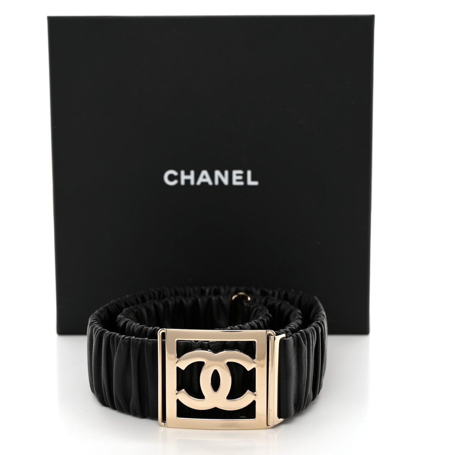 Chanel Lambskin Ruched CC Belt 85 34 Black 4 of 4