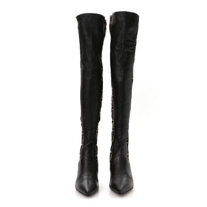 Fendi Nappa Microfiber Fabric FF Rockoko Thigh High Boots 37 Ebano Tobacco Black 3 of 8