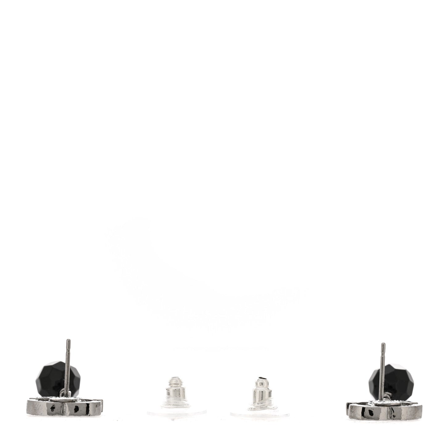 Ruthenium Bead CC Drop Earrings Black