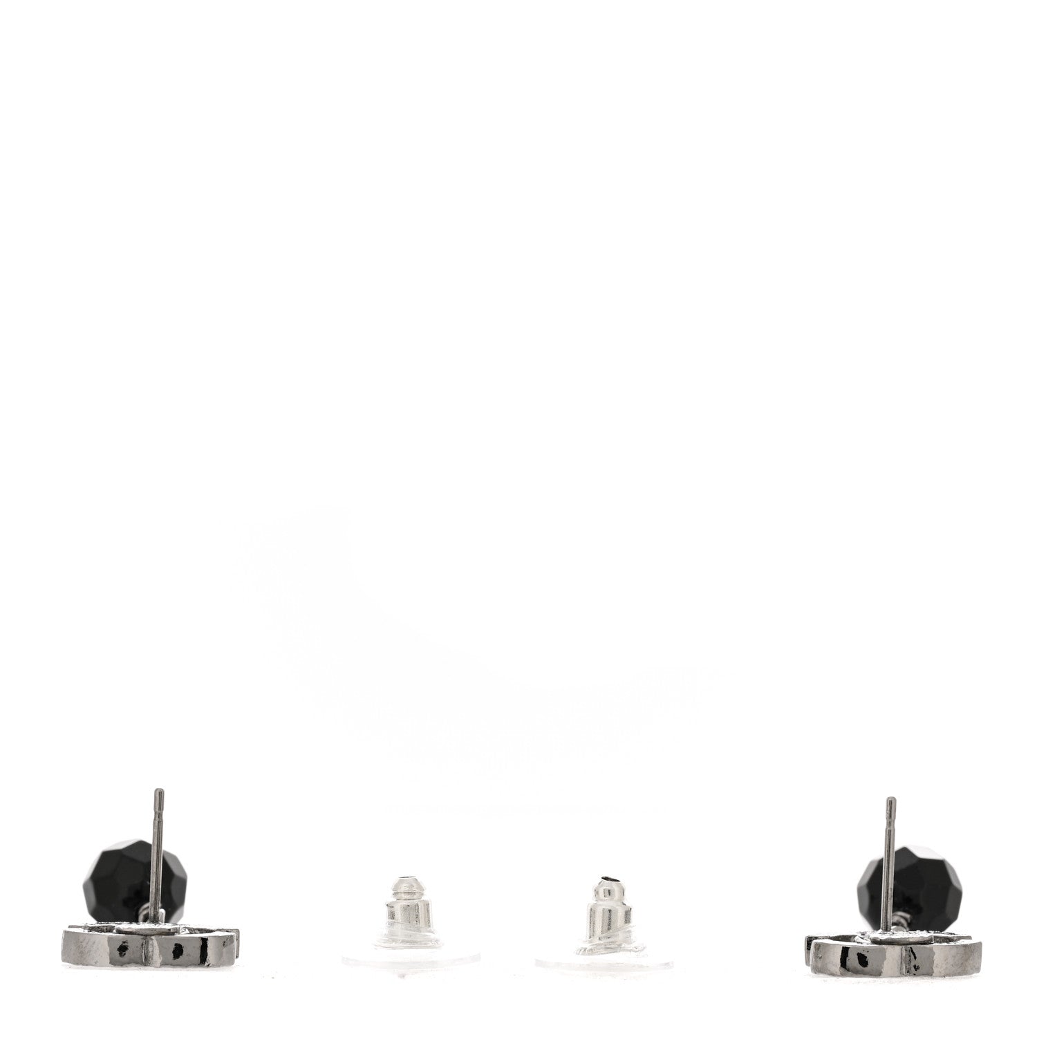 Chanel Ruthenium Bead CC Drop Earrings Black 3 of 5