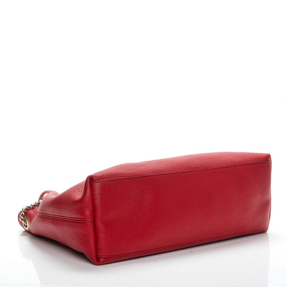 Gucci Pebbled Calfskin Medium Soho Chain Shoulder Bag Vibrant Red 4 of 7
