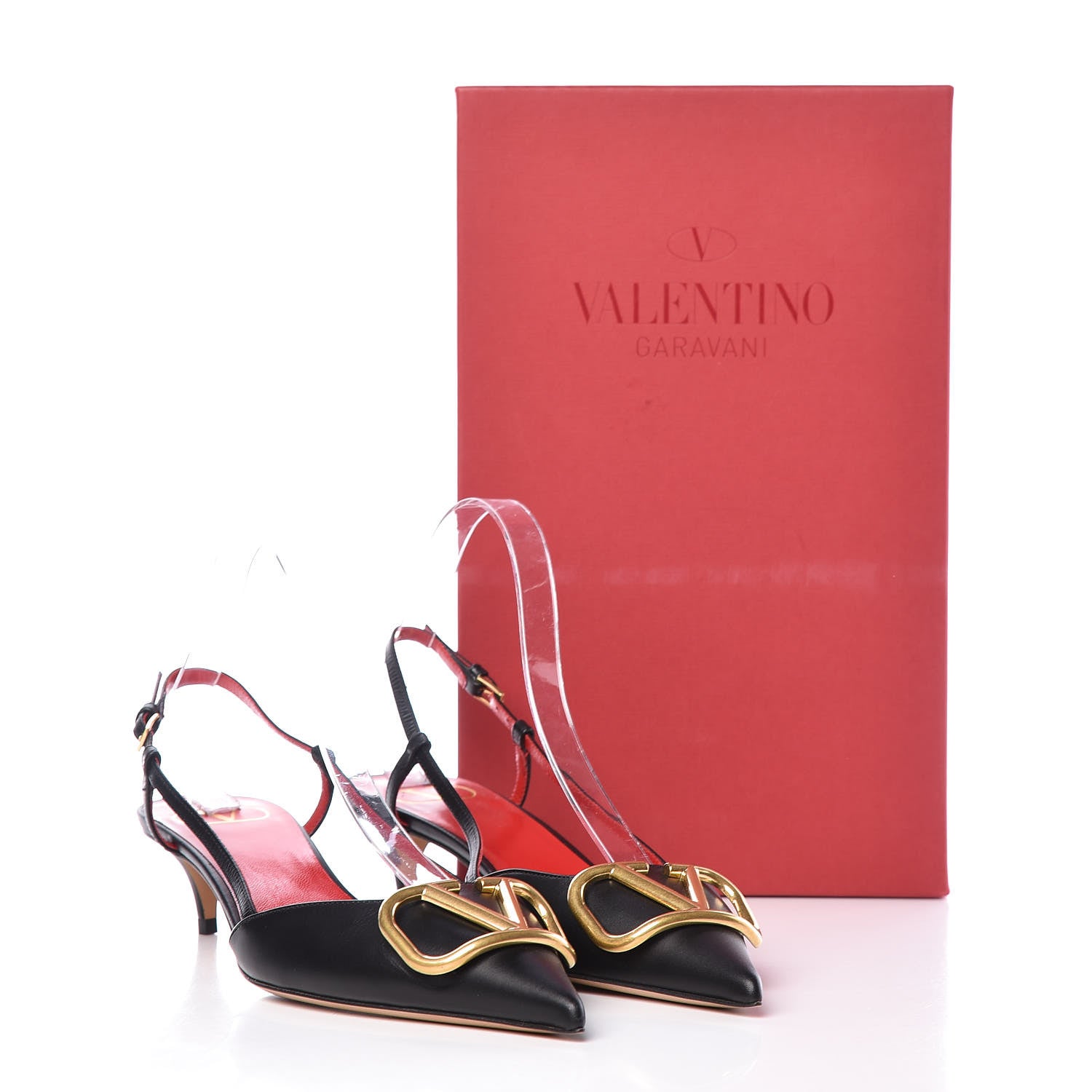 Valentino Garavani Calfskin Vlogo Slingback 40mm Pumps 37.5 Black 9 of 9