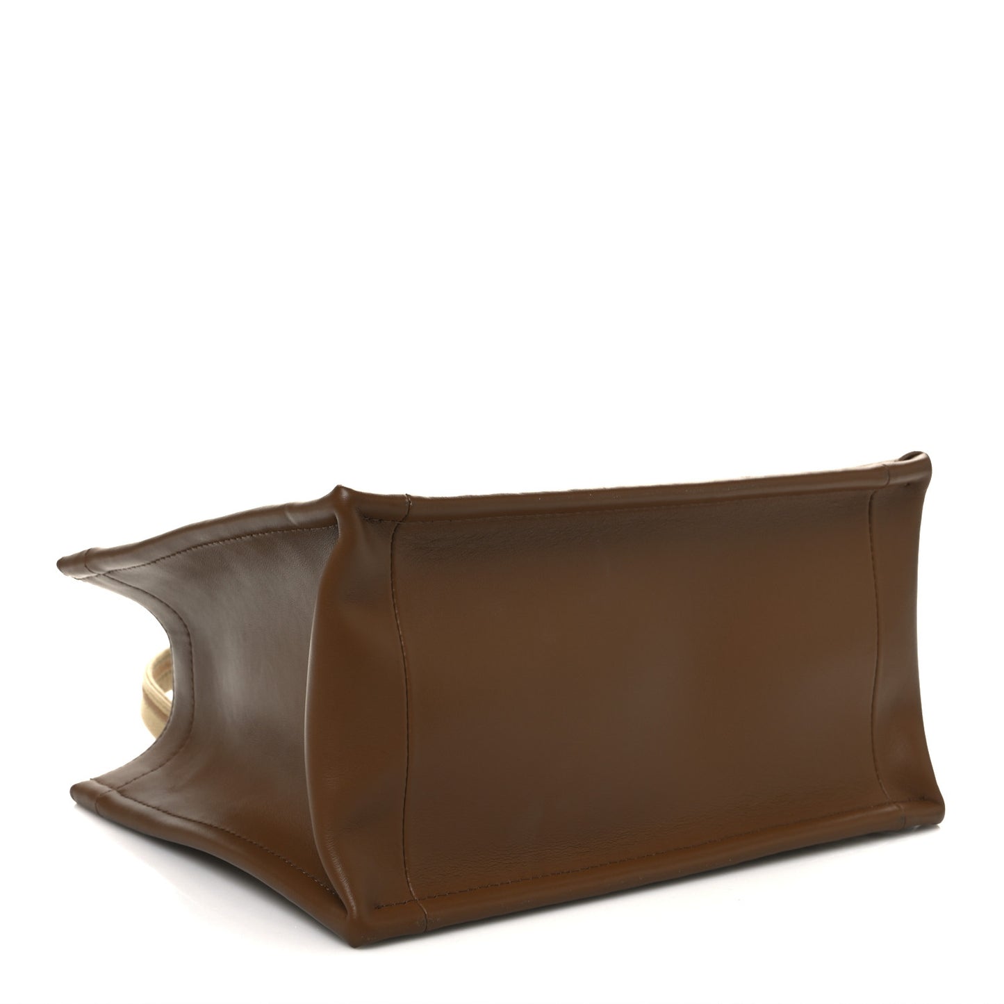 Raffia Calfskin Oblique Embroidered Small Book Tote Beige Camel
