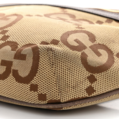 Gucci Monogram Jumbo GG Textured Dollar Calfskin Web Belt Bag Camel Ebony New Acero 11 of 13