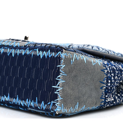 Chanel Denim Tweed Patchwork Jumbo Single Flap Blue 10 of 10