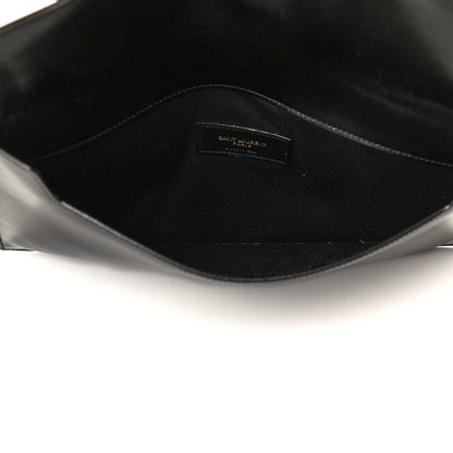 Saint Laurent Smooth Shiny Calfskin Monogram Uptown Pouch Black 4 of 5