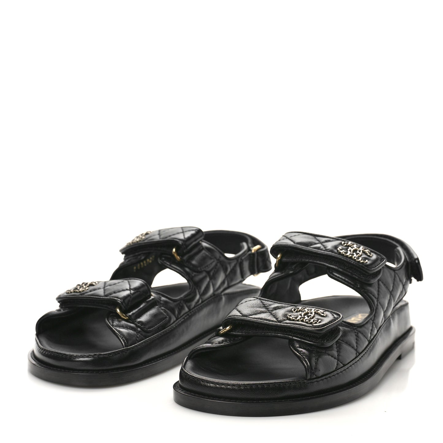 Lambskin Velcro Dad Sandals 38 Black