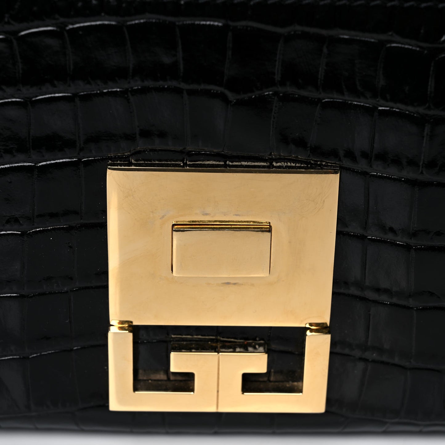 Calfskin Crocodile Embossed Eden Mini Top Handle Black