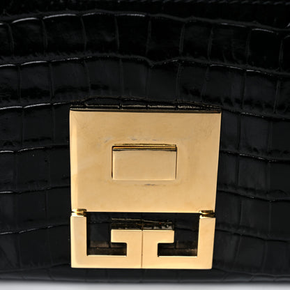 Givenchy Calfskin Crocodile Embossed Eden Mini Top Handle Black 14 of 16