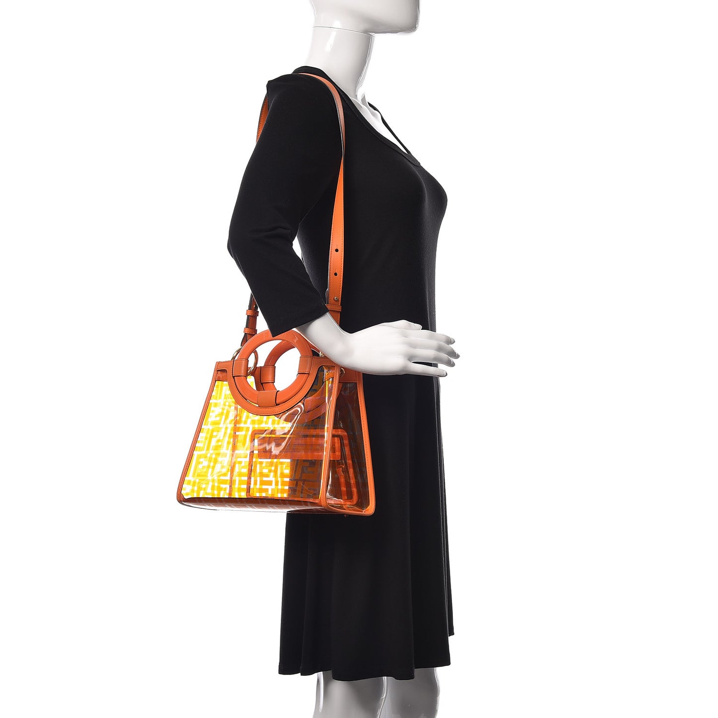 TPU FF Vitello Century Plexiglass Small Runaway Shopper Tote Aranciata