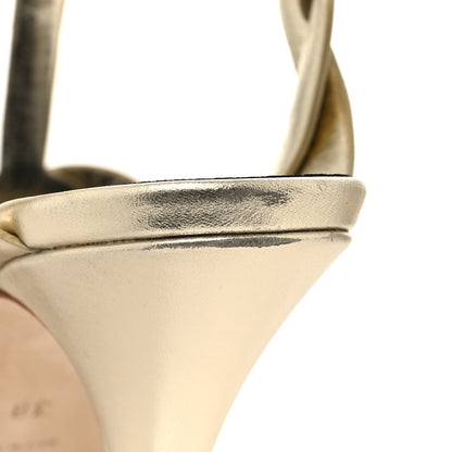 Saint Laurent Metallic Nappa Tribute 75 Platform Sandals 38 Platino 9 of 9