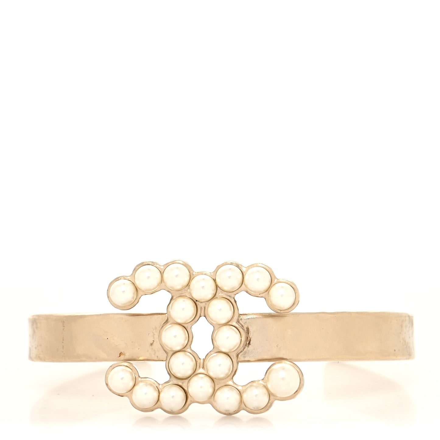 Pearl CC Cuff Bracelet Gold Pearly White