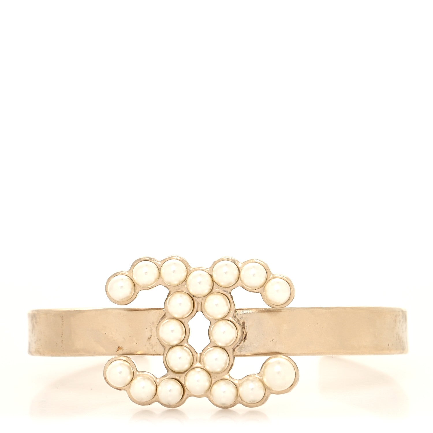 Chanel Pearl CC Cuff Bracelet Gold Pearly White 1 of 5