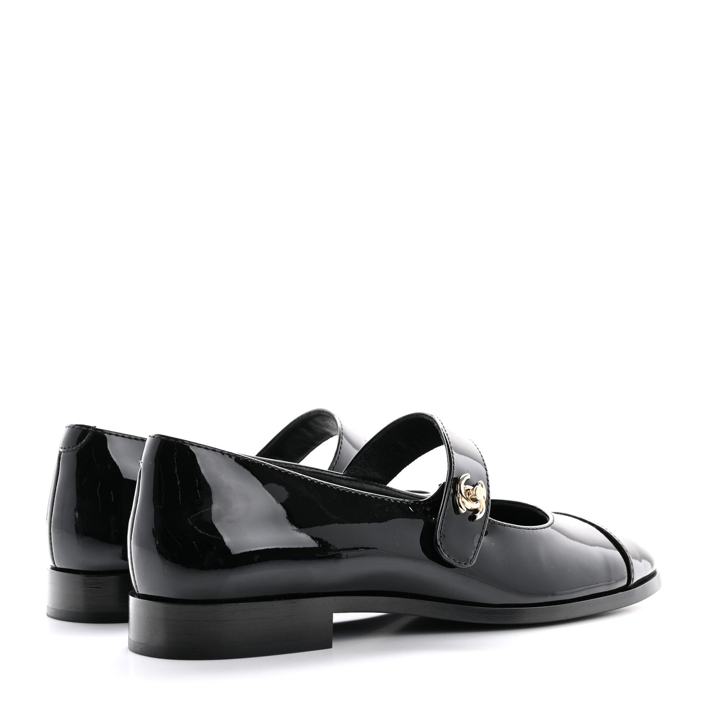 Patent Calfskin Mary Janes Flats 37 Black