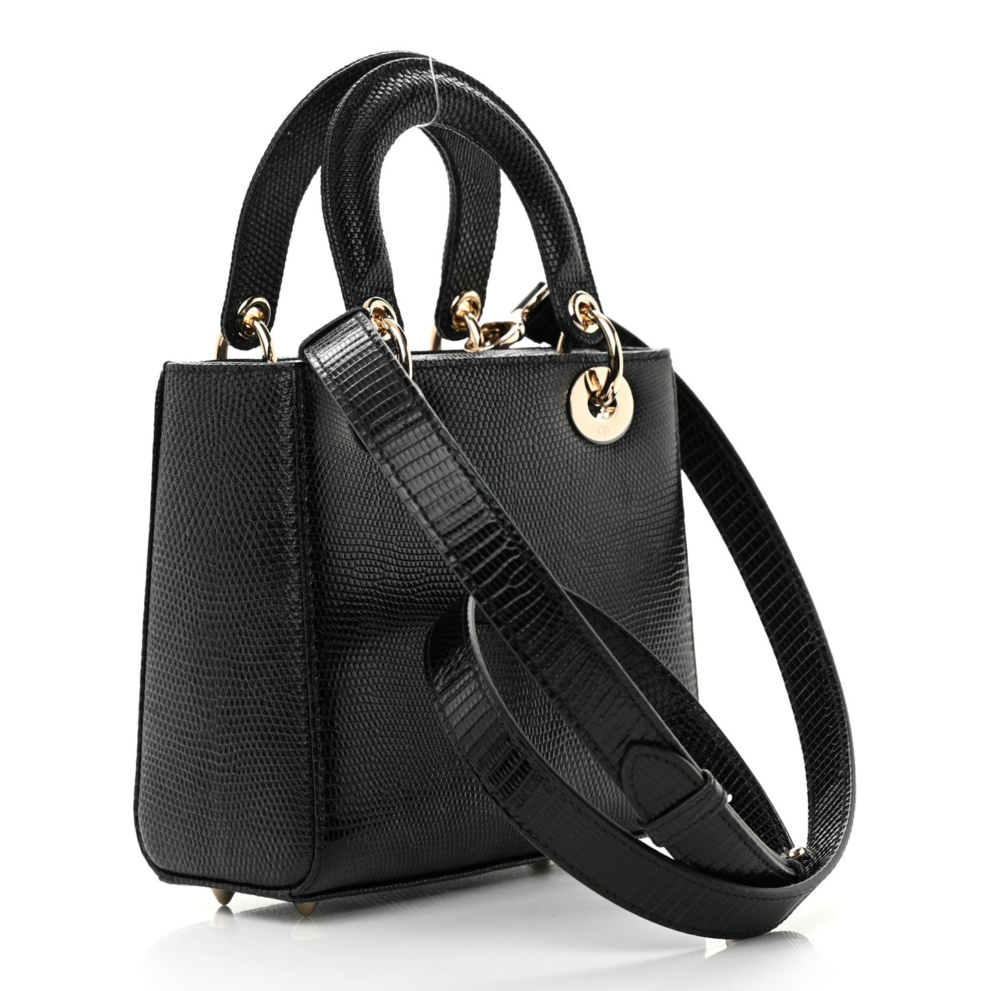Lizard Small Lady Dior Black