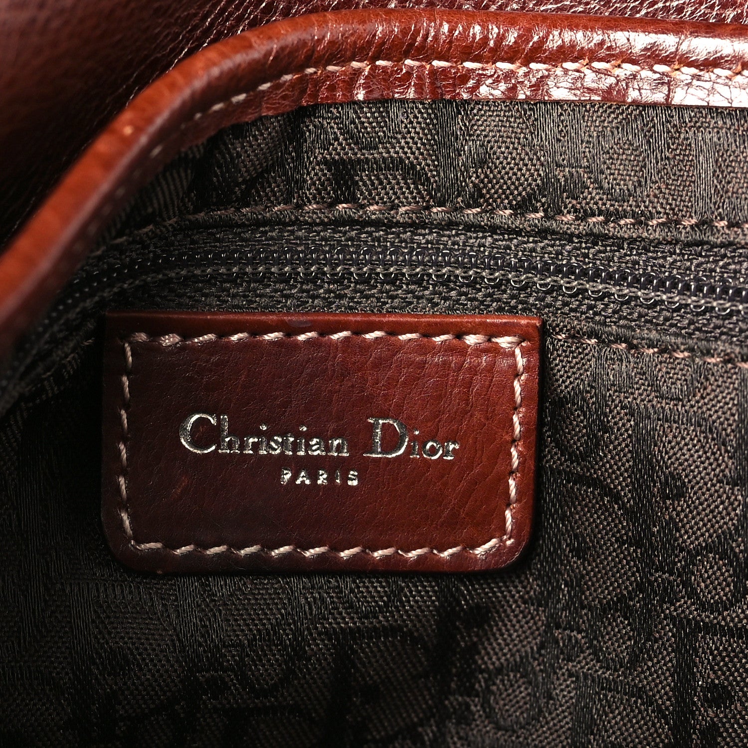 Christian Dior Calfskin Embroidered Romantic Flowers Saddle Bag Brown 6 of 13