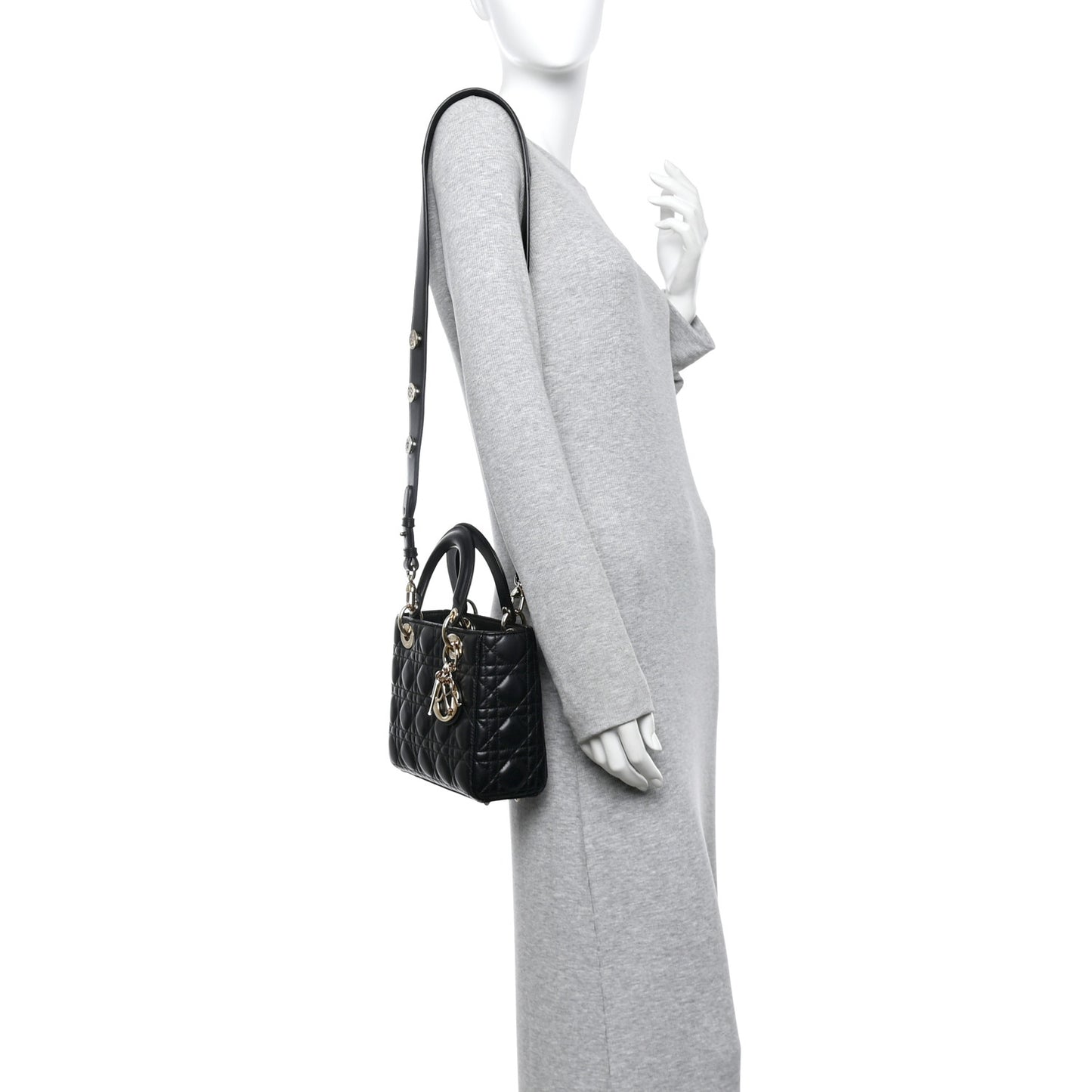 Lambskin Cannage Small Lucky Badges My Lady Dior Black