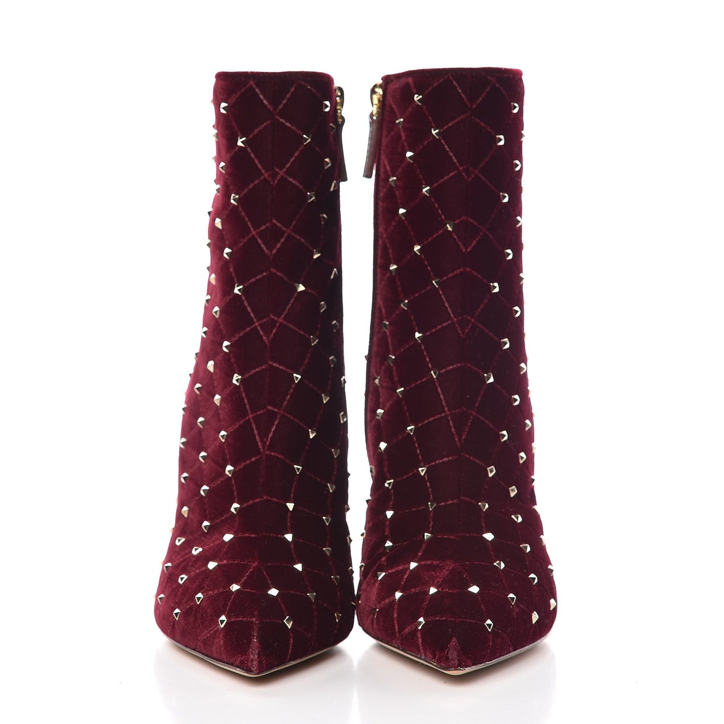 Velvet Rockstud Spike Court Ankle Booties 38 Rubino