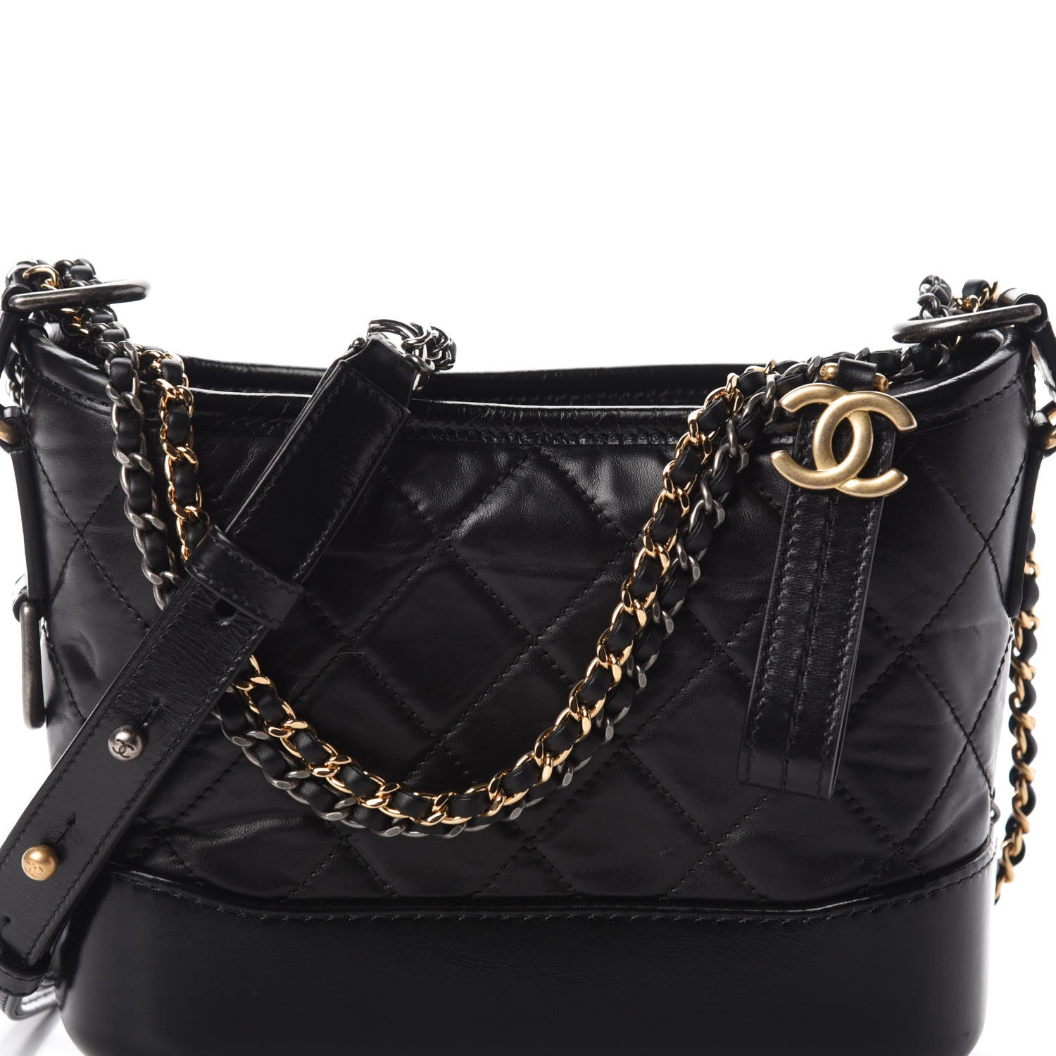 Chanel Aged Calfskin Quilted Small Gabrielle Hobo Black 8 of 10
